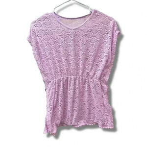 🌟 Wonder Nation Girls Purple Eyelet Swimsuit Cover Size 6-6X 🌟